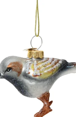Decoris kerst ornament Lintu huismus grijs 5,7 x 3,4 x 6 cm