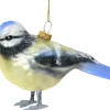 Decoris kerst ornament Lintu pimpelmees blauw / geel 8,9 x 5,7 x 11 cm