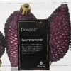 Decoris kerst ornament Manny dennenappel paars 4,5 x 4,5 x 8 cm 6 stuks
