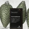 Decoris kerst ornament Manny dennenappel groen 4,5 x 4,5 x 8 cm 6 stuks