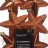 Decoris kerst ornament Marilene ster oranje 2 x 7,5 x 7,5 cm 6 stuks