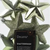 Decoris kerst ornament Marilene ster groen 2 x 7,5 x 7,5 cm 6 stuks