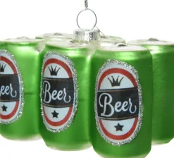 Decoris kerst ornament sixpack bier groen 6 x 9 x 8 cm