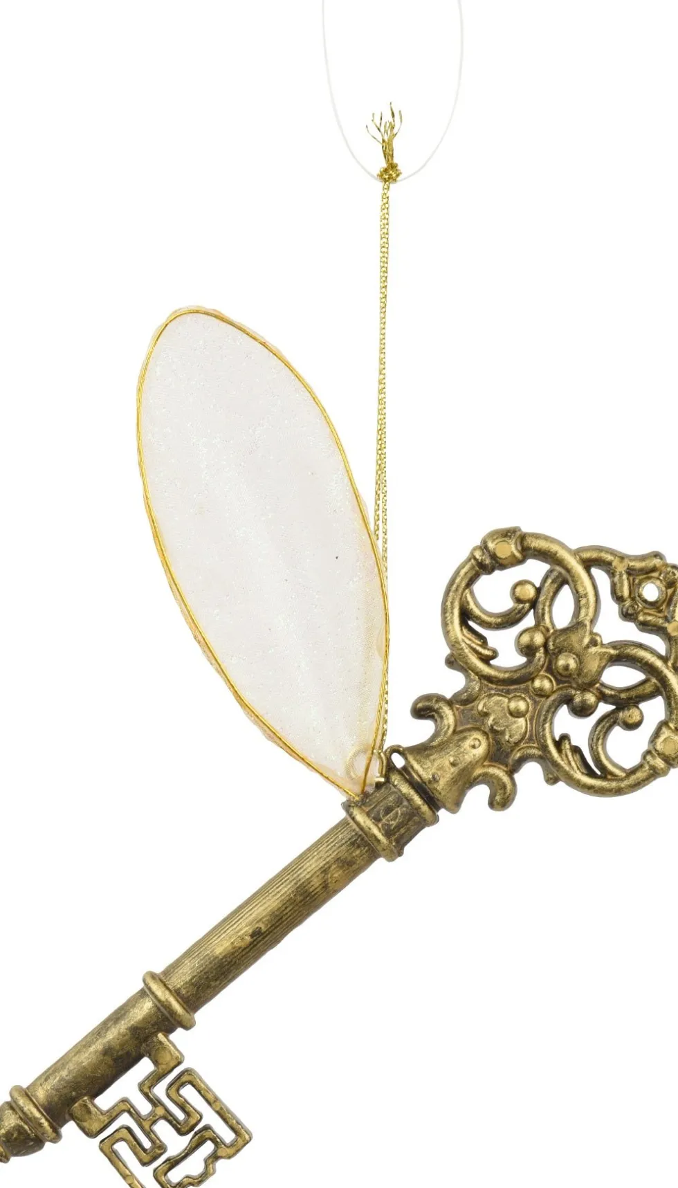 Decoris kerst ornament sleutel goud 14,5 x 4,7 x 0,5 cm