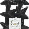 Decoris kerst ornament ster Aafke zwart D H 7,5 cm 6 stuks