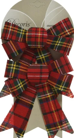 Decoris kerst ornament strik rood 17 x 14 x 2 cm 2 stuks
