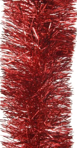 Decoris kerstslinger Lametta rood D 10 H 270 cm