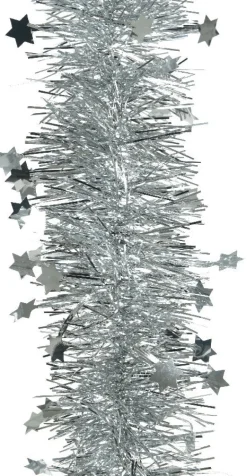 Decoris kerstslinger Lindo sterren zilver 270 cm