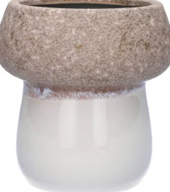 Duif bloempot Pilz grijs / wit D 14 H 15,5 cm