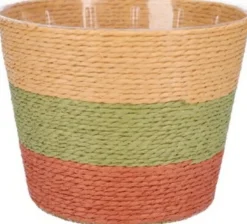 Duif plantenmand Riley lijnen beige / groen / terracotta D 15,5 H 13 cm