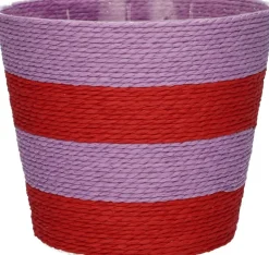 Duif plantenmand Riley lijnen paars / rood D 19 H 16 cm