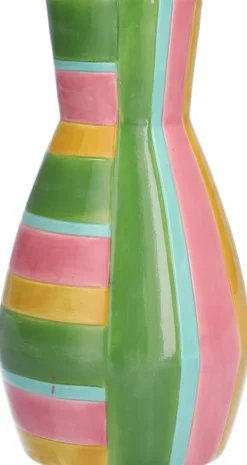 Duif vaas Cole groen / roze / geel D 10 H 18 cm