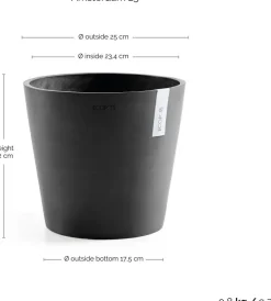 Ecopots bloempot Amsterdam donkergrijs D 25 H 22 cm