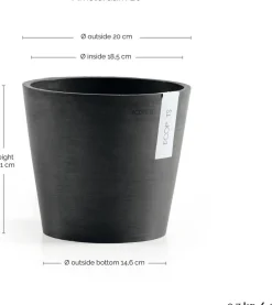 Ecopots bloempot Amsterdam donkergrijs D 20 H 17,1 cm