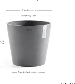 Ecopots bloempot Amsterdam grijs D 25 H 22 cm