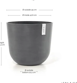 Ecopots bloempot Oslo grijs D 45 H 39,2 cm