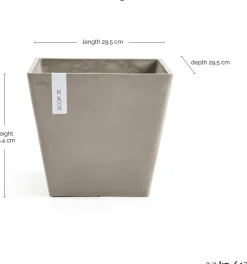 Ecopots bloempot Rotterdam taupe 30 x 30 x 26 cm