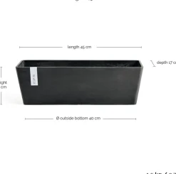 Ecopots plantenbak Bruges donkergrijs 45 x 17 x 17 cm