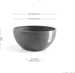 Ecopots plantenschaal Brussels grijs D 25 H 12 cm