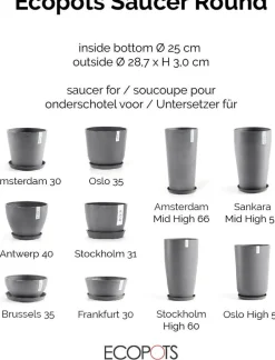 Ecopots plantenschotel Amsterdam grijs D 28,7 H 3 cm