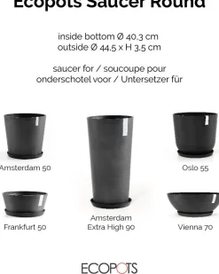 Ecopots plantenschotel Amsterdam donkergrijs D 44,5 H 3,5 cm