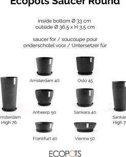 Ecopots plantenschotel Amsterdam donkergrijs D 36,5 H 3,5 cm