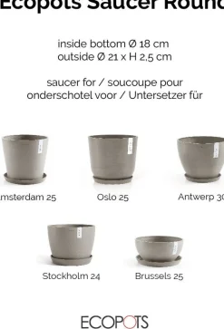 Ecopots plantenschotel Amsterdam taupe D 21 H 2,5 cm