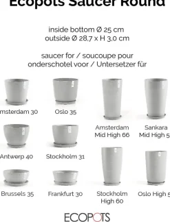 Ecopots plantenschotel Amsterdam wit grijs D 28,7 H 3 cm