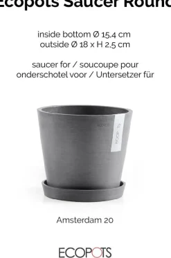 Ecopots plantenschotel Amsterdam grijs D 18 H 2,5 cm