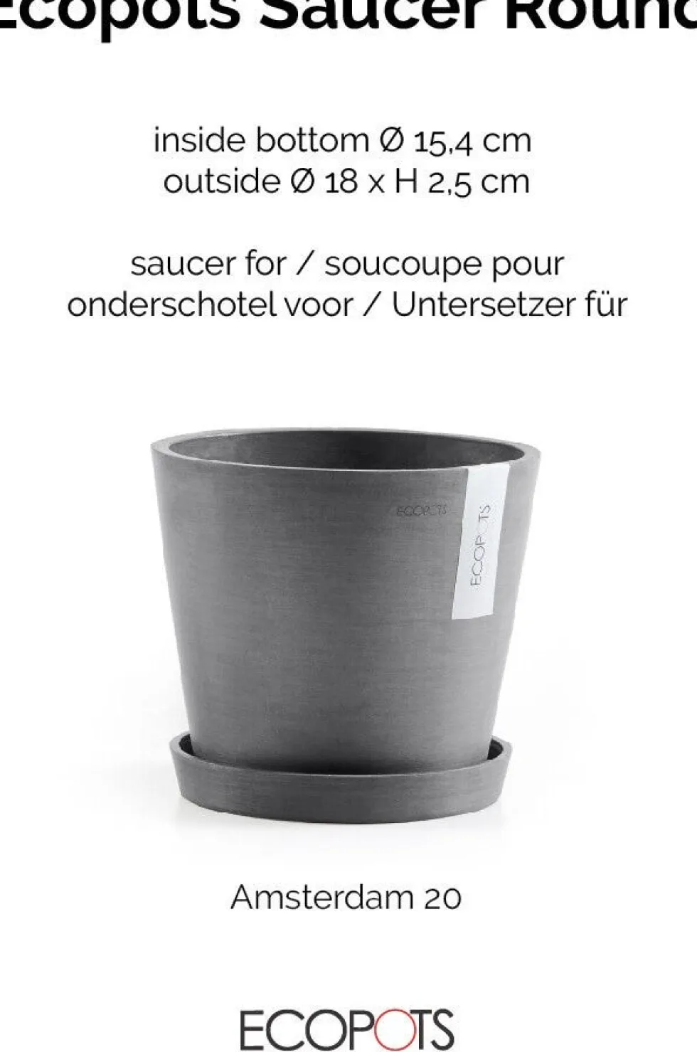 Ecopots plantenschotel Amsterdam grijs D 18 H 2,5 cm