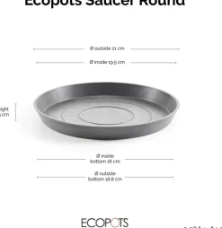 Ecopots plantenschotel Amsterdam grijs D 21 H 2,5 cm