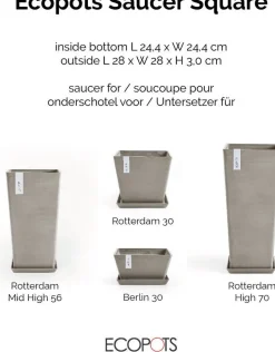 Ecopots plantenschotel Rotterdam taupe 28 x 28 x 3 cm