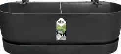 Elho balkonbak met waterreservoir Greenville zwart 52 x 21,2 x 19,4 cm
