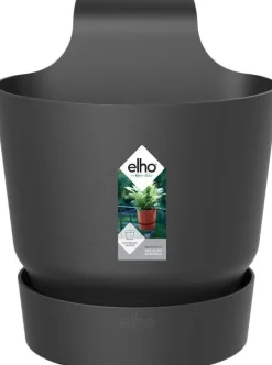 Elho balkonbak met waterreservoir Greenville zwart D 25,1 H 23,7 cm