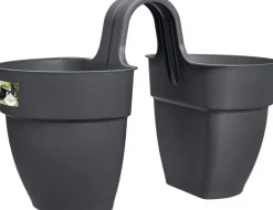 Elho balkonbak Vibia Campana Flower Twin antraciet 20,5 x 38,4 x 26,5 cm