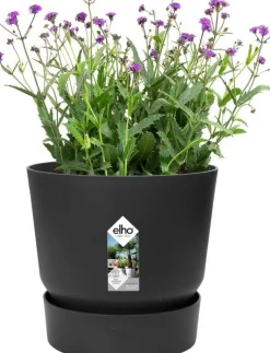Elho bloempot met waterreservoir Greenville zwart D 14 H 13,4 cm