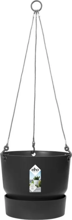 Elho hangpot met waterreservoir Greenville zwart D 23,5 H 20,5 cm