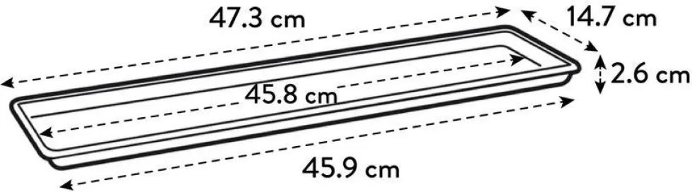 Elho schotel voor balkonbak Green Basics zwart 47,3 x 14,7 x 2,6 cm