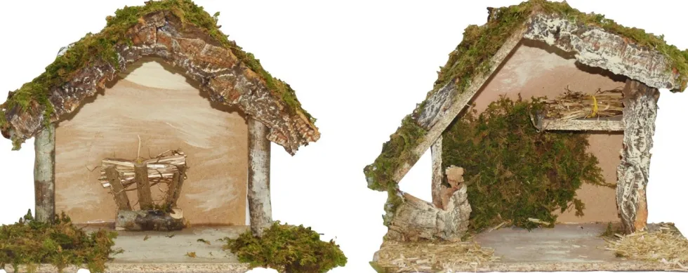 Euromarchi kerststal naturel 25 x 13 x 21 cm 2 stuks