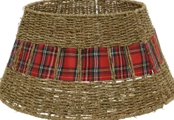 Everlands kerstboomrok Eline naturel / rood D 70 H 28 cm