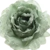 Everlands kerstclip roos groen D 14 H 8,5 cm