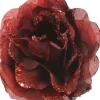 Everlands kerstclip roos rood D 14 H 8,5 cm