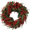 Everlands kerstkrans Big Berry groen / rood D 60 H 14 cm
