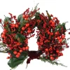 Everlands kerstkrans Big Berry groen / rood D 40 H 13 cm