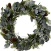 Everlands kerstkrans Mason groen / zilver D 60 H 12 cm