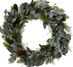 Everlands kerstkrans Mason groen / zilver D 40 H 8 cm