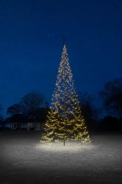 Fairybell vlaggenmast kerstboom met 1500 LED lampjes warm wit H 8 m
