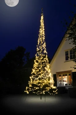 Fairybell vlaggenmast kerstboom met 900 LED lampjes warm wit H 6 m