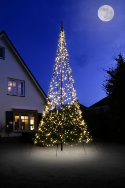 Fairybell vlaggenmast kerstboom 1200 LED lampjes warm wit H 6 m