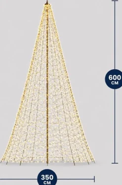Fairybell vlaggenmast kerstboom met app Premium met 2048 lampjes warm wit / gekleurd H 6 m